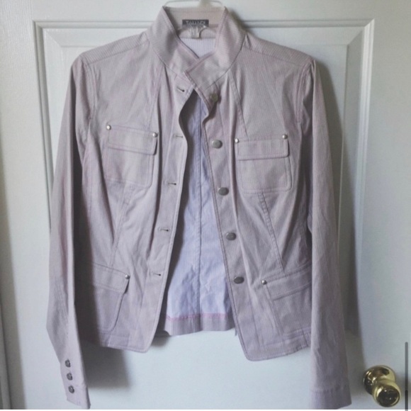 Tahari Jackets & Blazers - Tahari Pinstripe Trucker Jacket Beige Size S